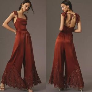 Anthropologie Lace Mix Jumpsuit NWT Holiday Party Wedding Guest Formal